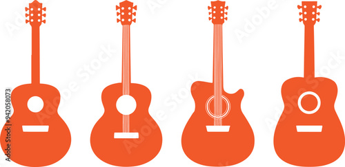 Set of guitar icon silhouette silhouette isolated on white background
