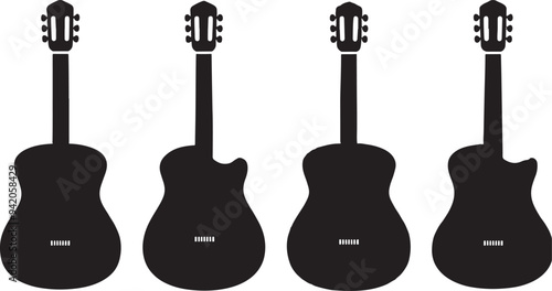 Set of guitar icon silhouette silhouette isolated on white background