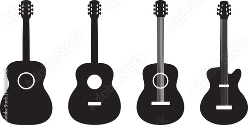 Set of guitar icon silhouette silhouette isolated on white background