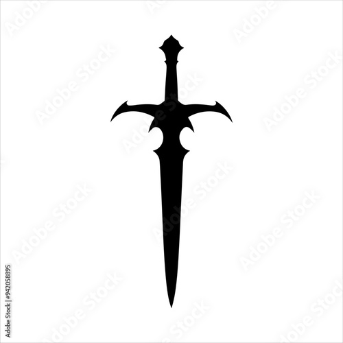 Viking sword silhouette vector illustration design on white background.