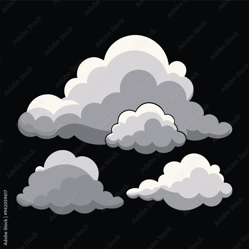 Obraz premium Cartoon cloud vector set