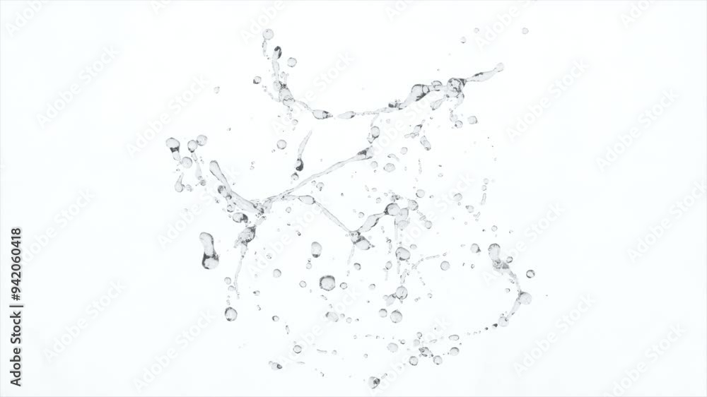 Abstract 3d animation of transparent liquid in motion against a white background Abstract 3d animation of transparent liquid in motion against a white background