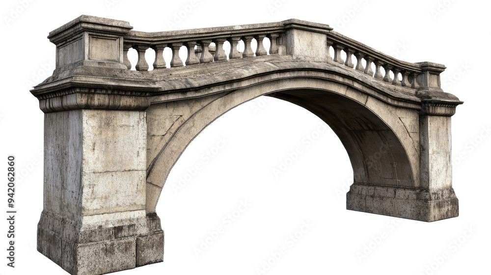 Obraz premium Ornate Stone Bridge with Lanterns Isolated