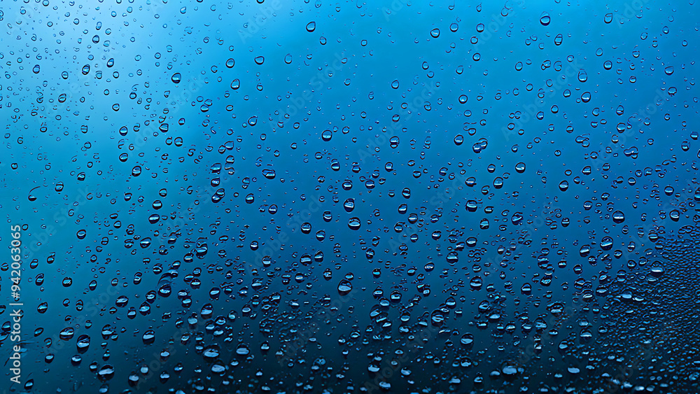 Raindrops on window, rainy day via a window showing water falling off glass against a hazy, colorful background Raindrops on window, rainy day via a window showing water falling off glass against a hazy, colorful background
