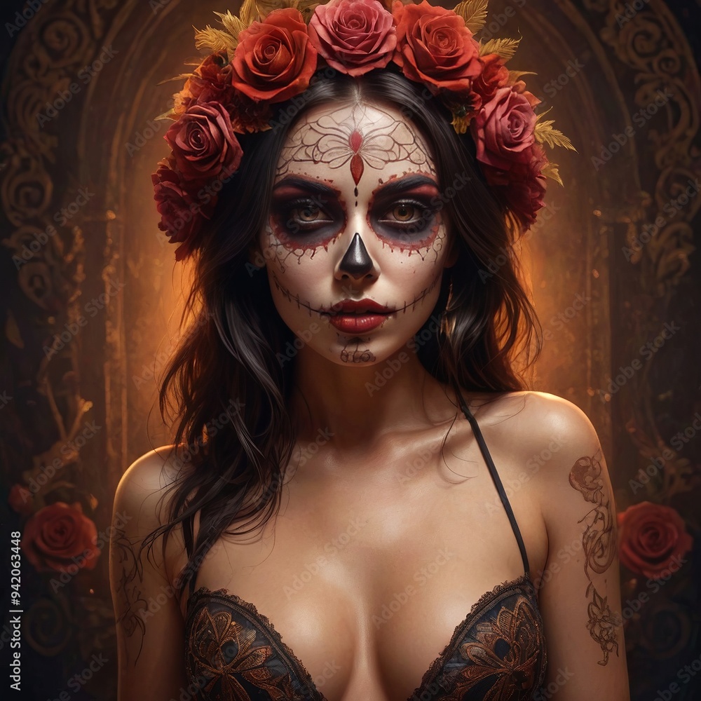 Fototapeta premium Woman makeup on Day of the Dead Los Muertos Festival Mexico