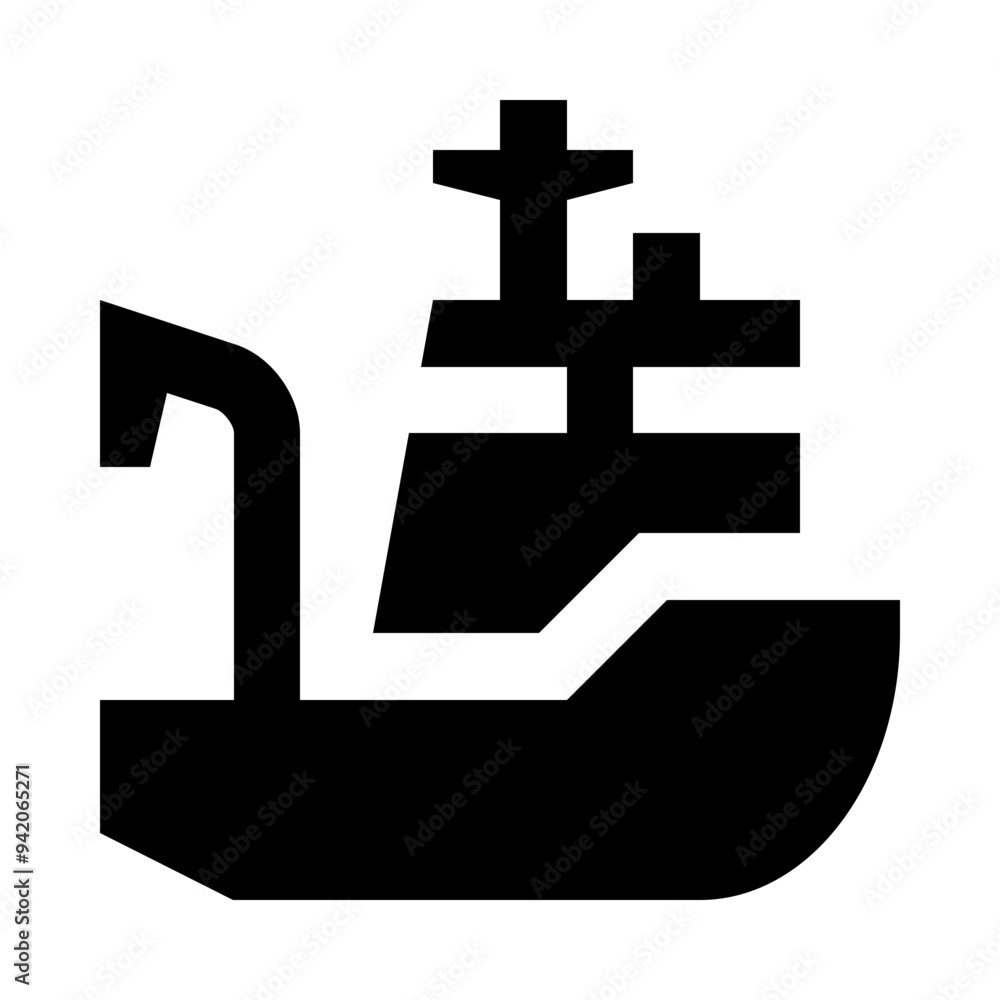 Obraz premium Fishing Trawler Boat Solid Icon