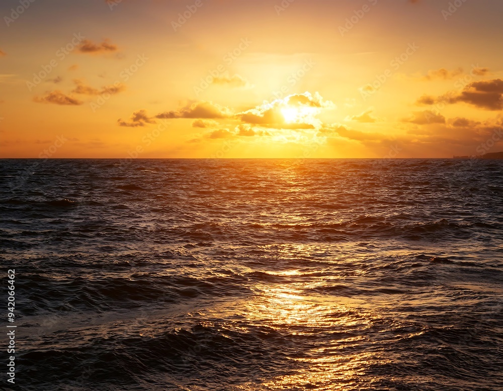 Fototapeta premium golden sunset serene ocean scene golden sunset