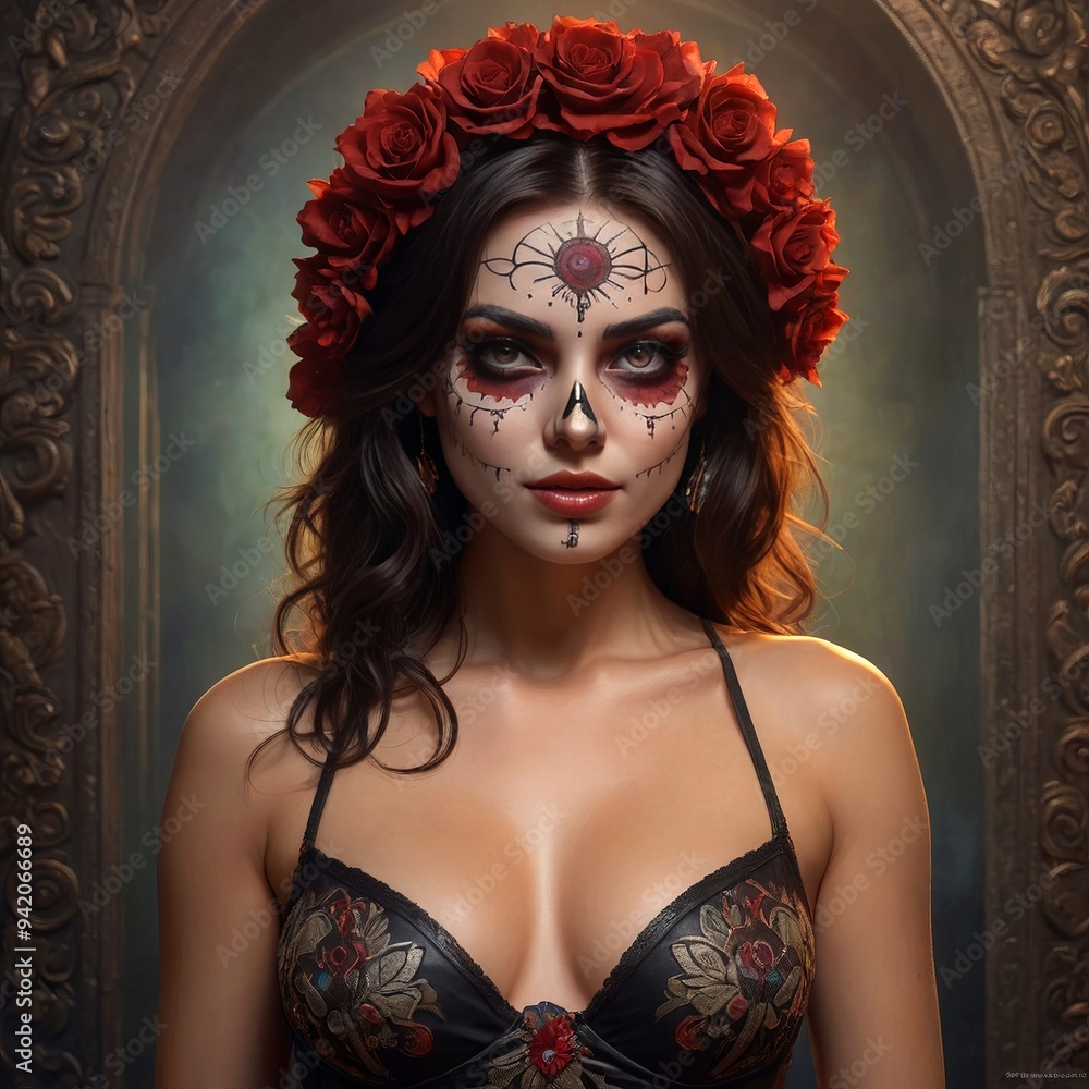 Fototapeta premium Woman makeup of Day of the Dead Festival Mexico