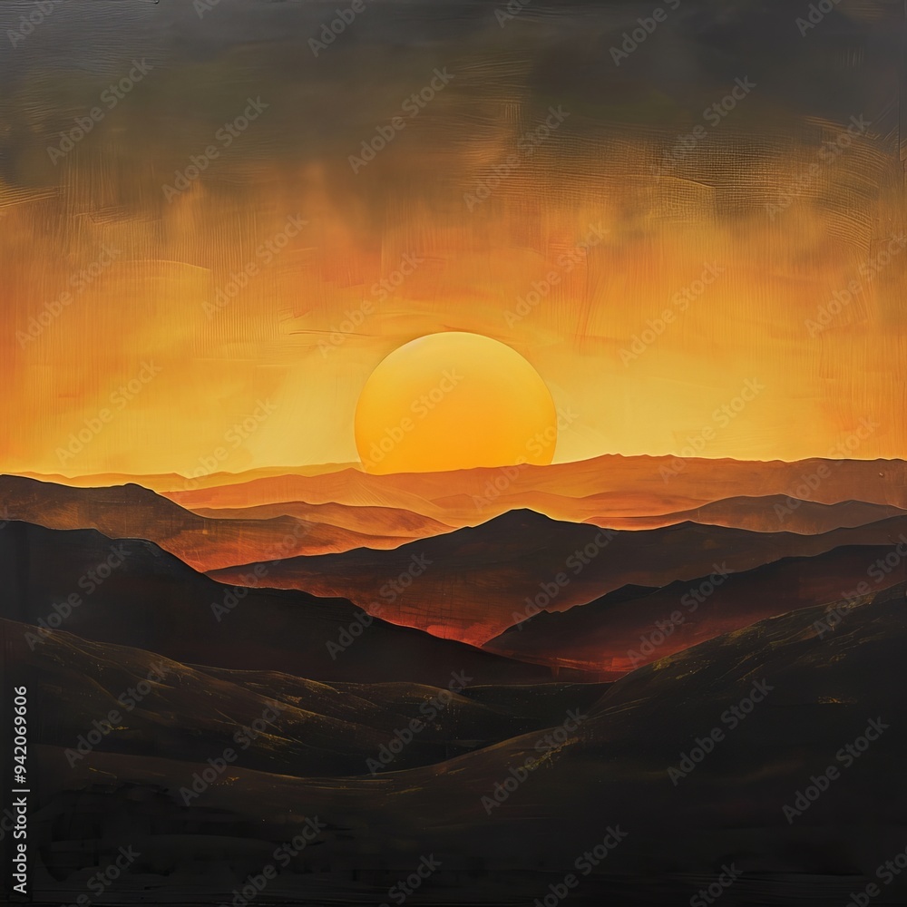 Sun setting in mars background Sun setting in mars background