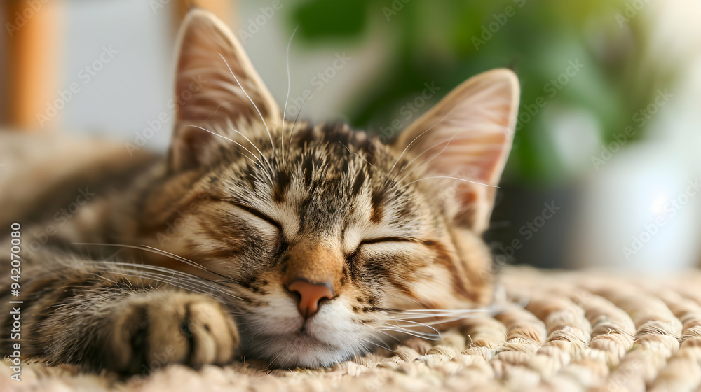 Fototapeta premium Cat Laying Mat Room