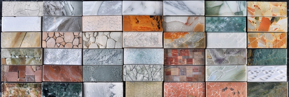 Bathroom and kitchen tile samples: a palette of options Bathroom and kitchen tile samples: a palette of options