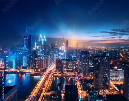 Wallpaper Mural vibrant night cityscape glowing cityscape night Torontodigital.ca