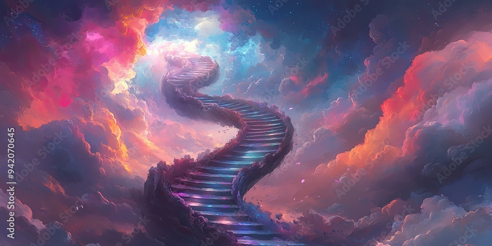 Stairway to heaven in a cloudy sky. Stairway to heaven in a cloudy sky.