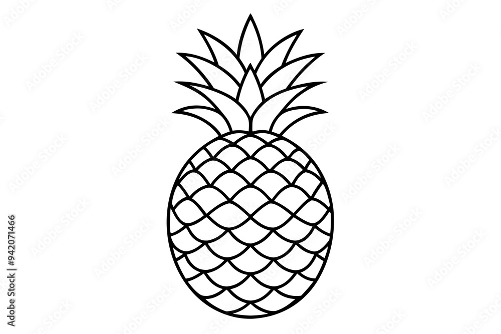 Fototapeta premium Pineapple fruit covered with leaves on a white background