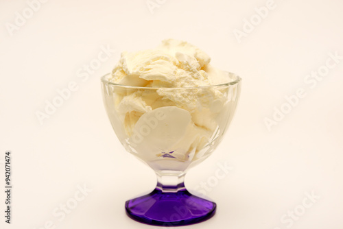 Plombir. Ice cream in a glass ice cream maker.