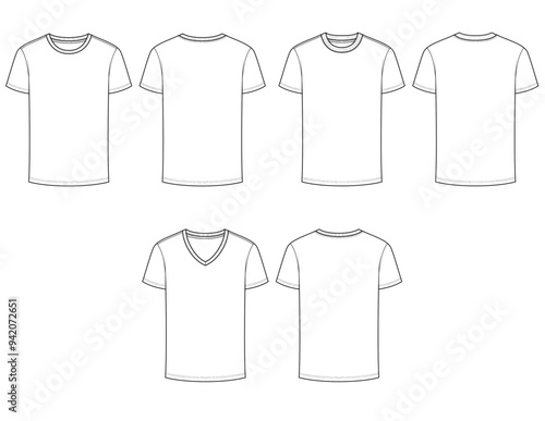 Standard Fit Womens Basic T-shirt technical flats vector file editable	