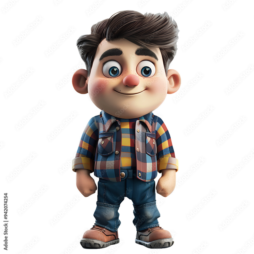3D rendered cartoon young man avatar with smiley face 3D rendered cartoon young man avatar with smiley face