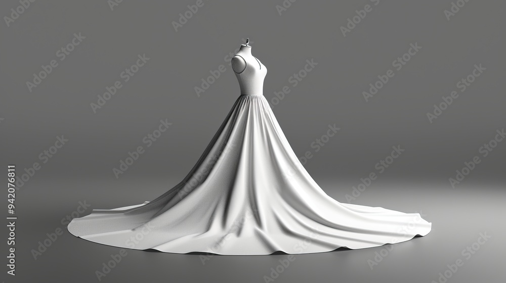 A simple white dress on a grey background. A simple white dress on a grey background.