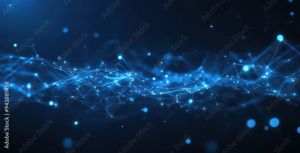 Abstract background with blue glowing connections and nodes on a dark background Abstract background with blue glowing connections and nodes on a dark background