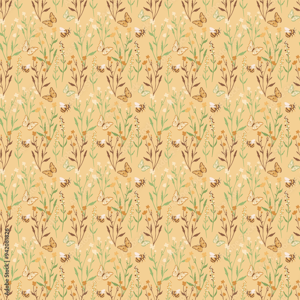 Seamless pattern with flowers and butterflies Seamless pattern with flowers and butterflies