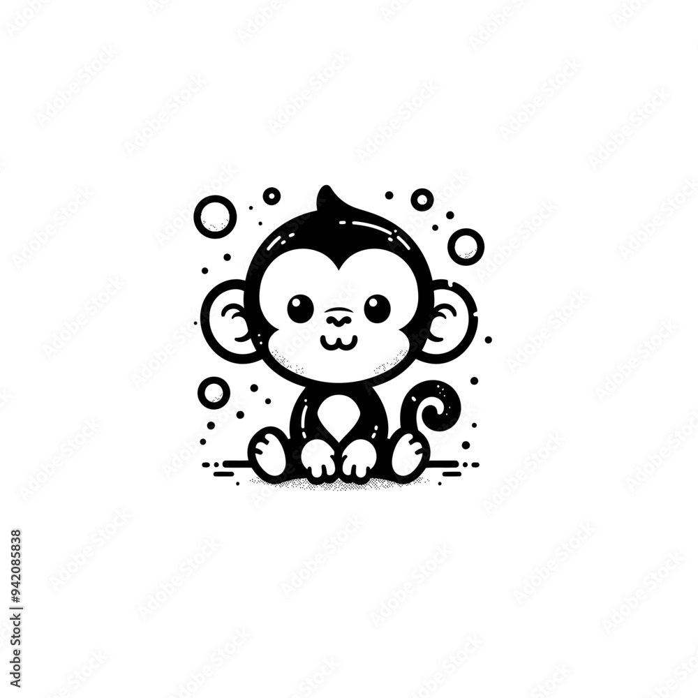 Fototapeta premium Creative and Whimsical Chimpanzee Line Drawing Doodle Art with Fine Detail and Minimalistic Style, Great for Home Decor, Graphic Design, and Art Prints