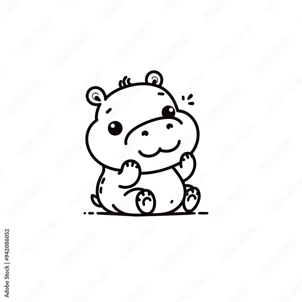 Creative and Whimsical Hippo Line Drawing Doodle Art with Fine Detail and Minimalistic Style, Great for Home Decor, Graphic Design, and Art Prints Creative and Whimsical Hippo Line Drawing Doodle Art with Fine Detail and Minimalistic Style, Great for Home Decor, Graphic Design, and Art Prints