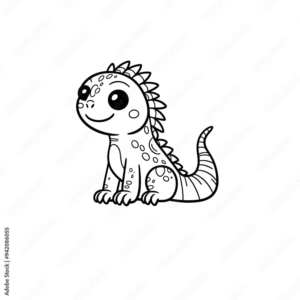 Obraz premium Creative and Whimsical Iguana Line Drawing Doodle Art with Fine Detail and Minimalistic Style, Perfect for Home Decor, Graphic Design, and Art Prints