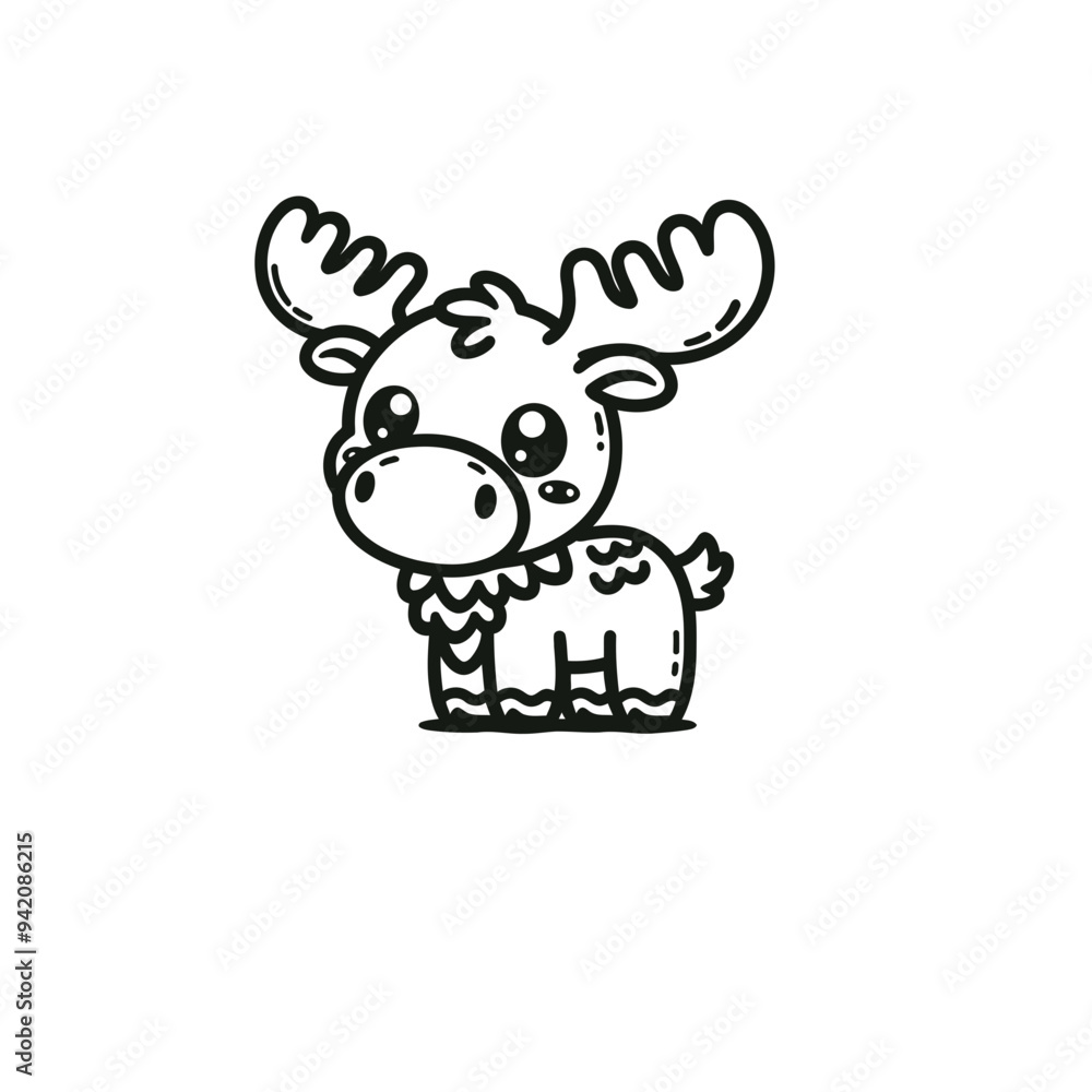 Creative and Whimsical Moose Line Drawing Doodle Art with Fine Detail and Minimalistic Style, Great for Home Decor, Graphic Design, and Art Prints Creative and Whimsical Moose Line Drawing Doodle Art with Fine Detail and Minimalistic Style, Great for Home Decor, Graphic Design, and Art Prints