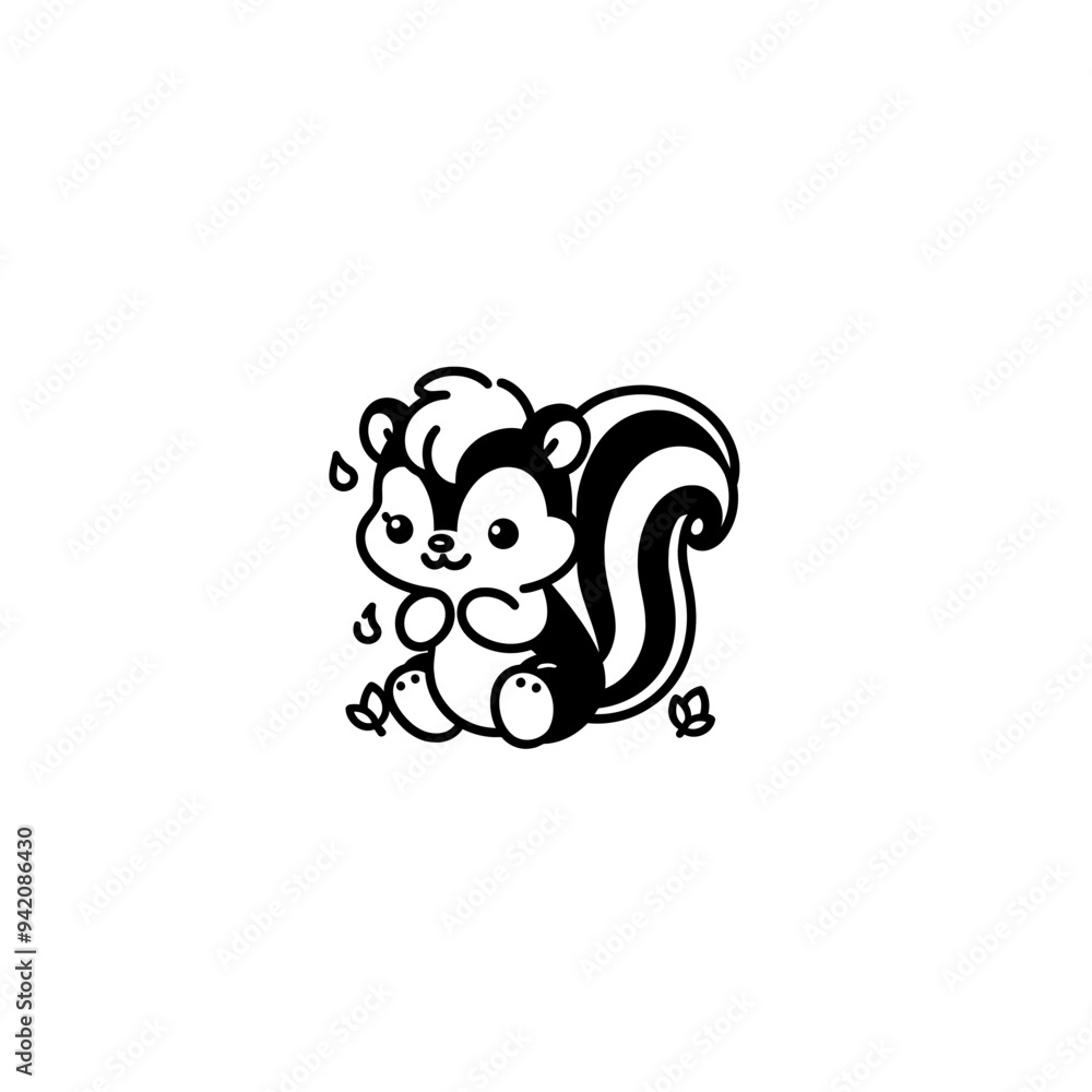 Artistic Black and White Skunk Line Drawing with Doodle Art Elements, Suitable for Contemporary Home Decor, Fashion Design, and Creative Illustrations Artistic Black and White Skunk Line Drawing with Doodle Art Elements, Suitable for Contemporary Home Decor, Fashion Design, and Creative Illustrations