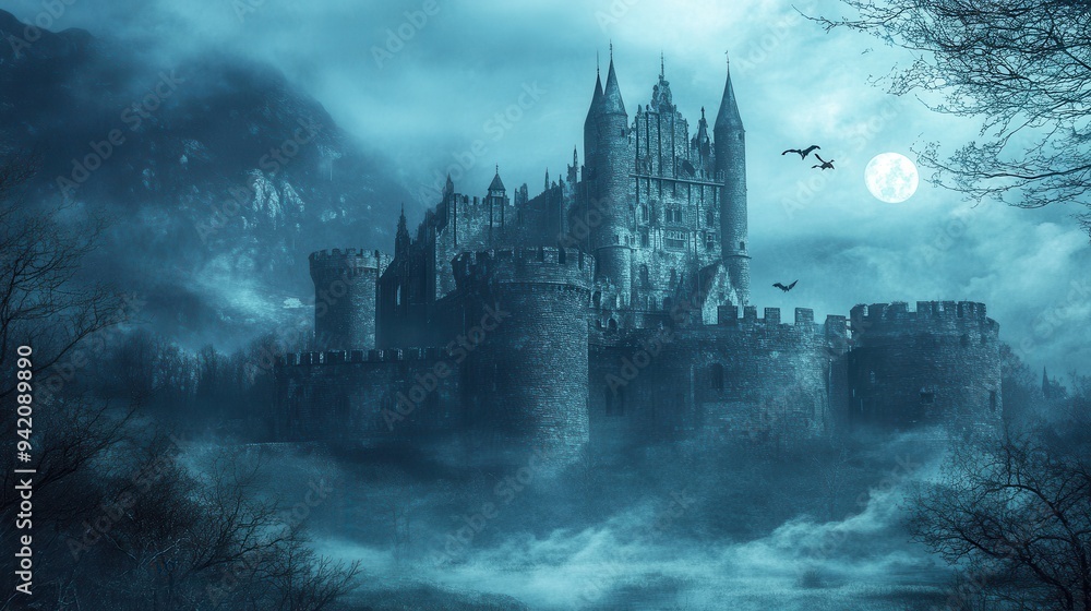 Naklejka premium Mysterious Castle at Night
