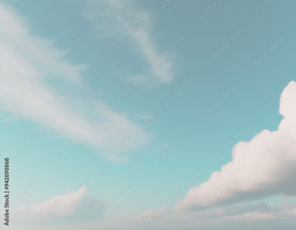 青い空と白い雲。AI生成画像。 青い空と白い雲。AI生成画像。