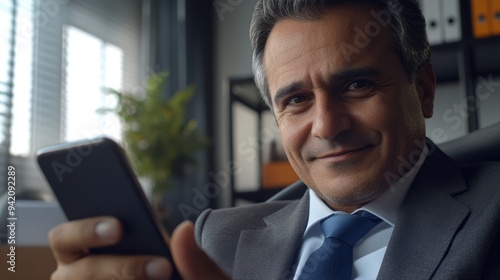 Successful Businessman Checking Phone