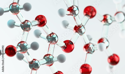 Atoms of a sucrose 3d molecule photo