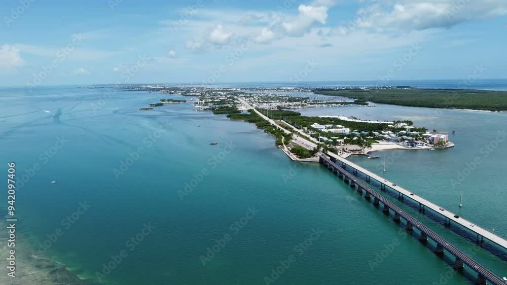 Pan across Marathon Key Florida from the bridge side Pan across Marathon Key Florida from the bridge side
