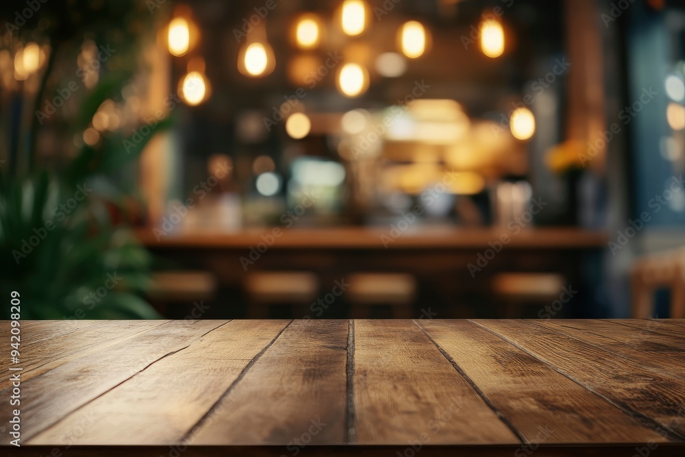 Empty table in blur cafe background with generative ai Empty table in blur cafe background with generative ai