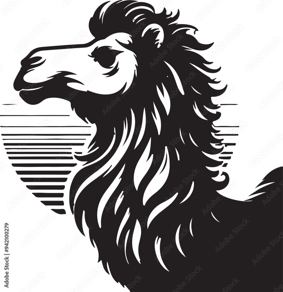 Obraz premium camel silhouette vector style with White Background