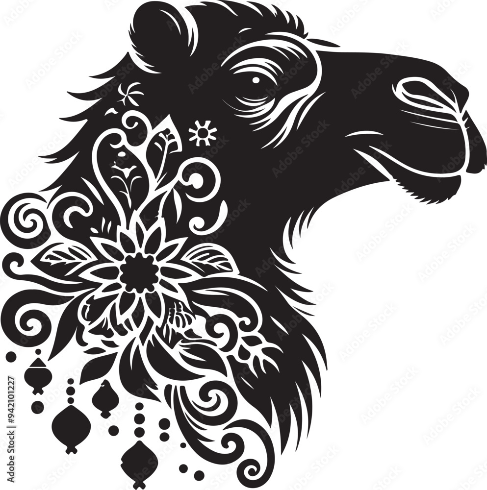 Obraz premium camel silhouette vector style with White Background