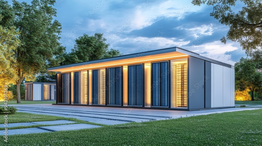 Modern Data Center Building in a Serene Landscape, 3D Rendering, Data Center, Server Room, Architecture Modern Data Center Building in a Serene Landscape, 3D Rendering, Data Center, Server Room, Architecture
