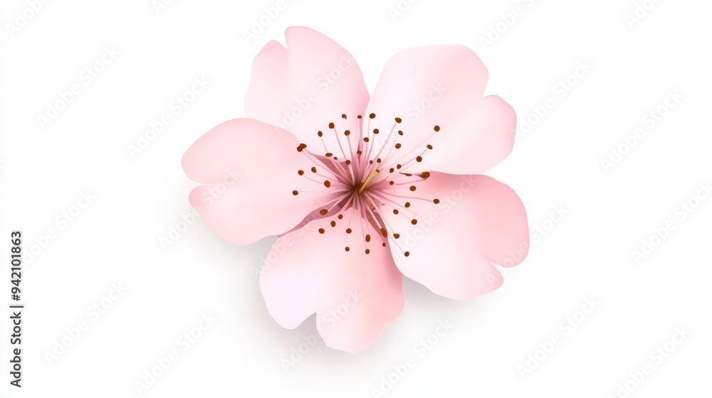 A sakura flower with overlapping petals, creating a layered and textured look, simple yet sophisticated, flat , isolated on white background A sakura flower with overlapping petals, creating a layered and textured look, simple yet sophisticated, flat , isolated on white background