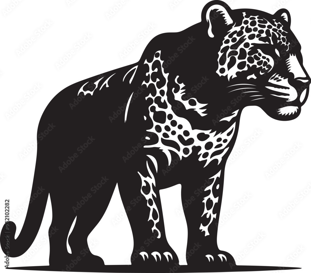 Fototapeta premium Jaguar silhouette vector style with White Background