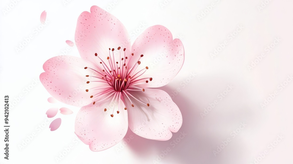A sakura flower with subtle shading, creating depth and dimension in a simple logo, soft pink tones, flat , isolated on white background A sakura flower with subtle shading, creating depth and dimension in a simple logo, soft pink tones, flat , isolated on white background