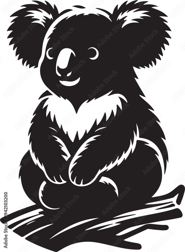 koala silhouette vector style with White Background koala silhouette vector style with White Background