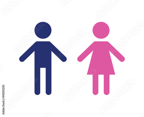 Toilet restroom sign element vector icon for public navigation symbol. Male Blue and female pink color.