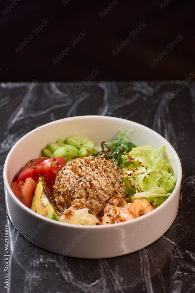A Colorful and Vibrant Salad Bowl Filled with Fresh Vegetables and Delicious Toppings