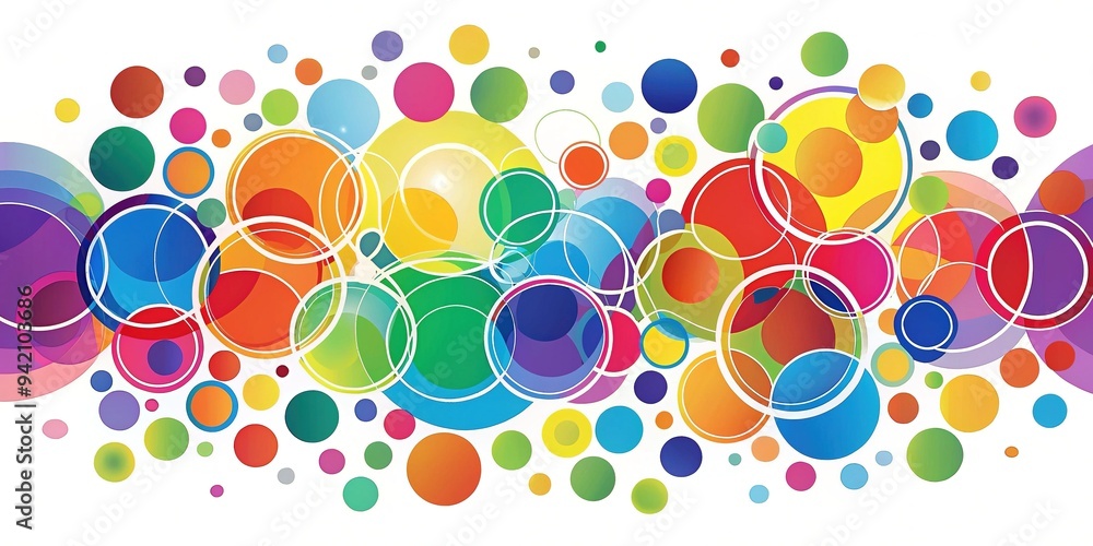 Vibrant, overlapping circles in various sizes and colors create a ...