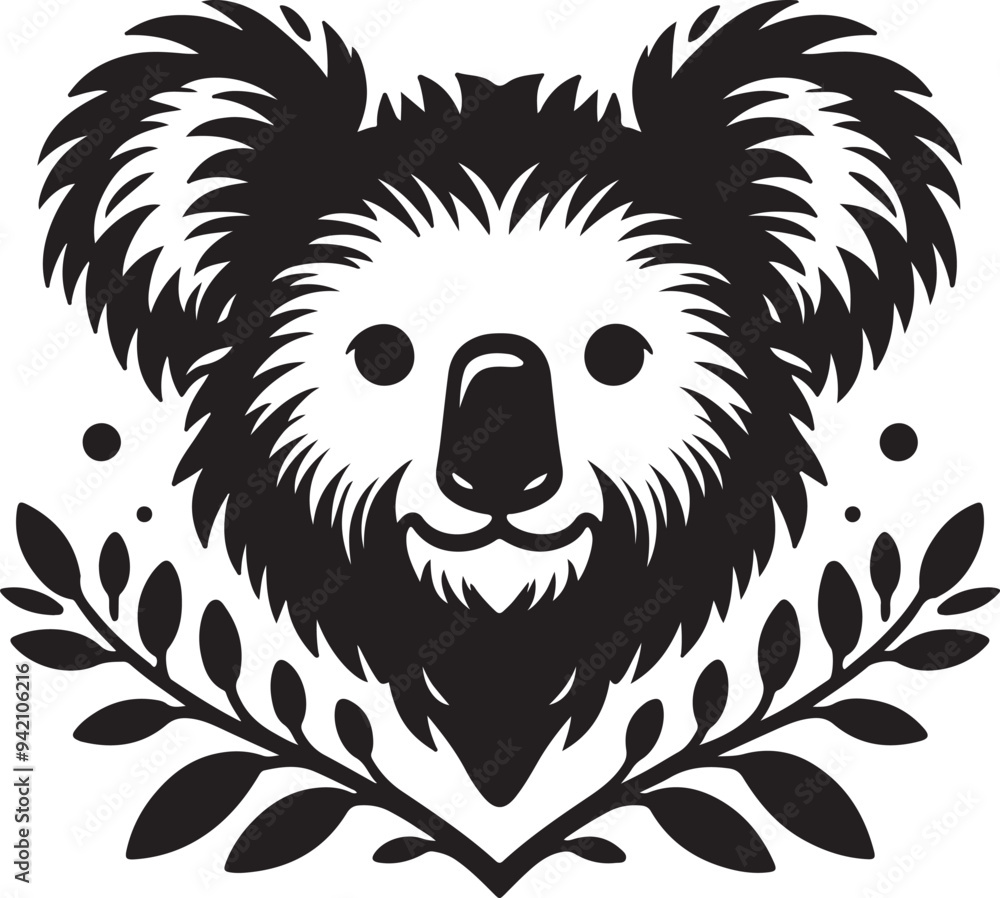 koala silhouette vector style with White Background koala silhouette vector style with White Background