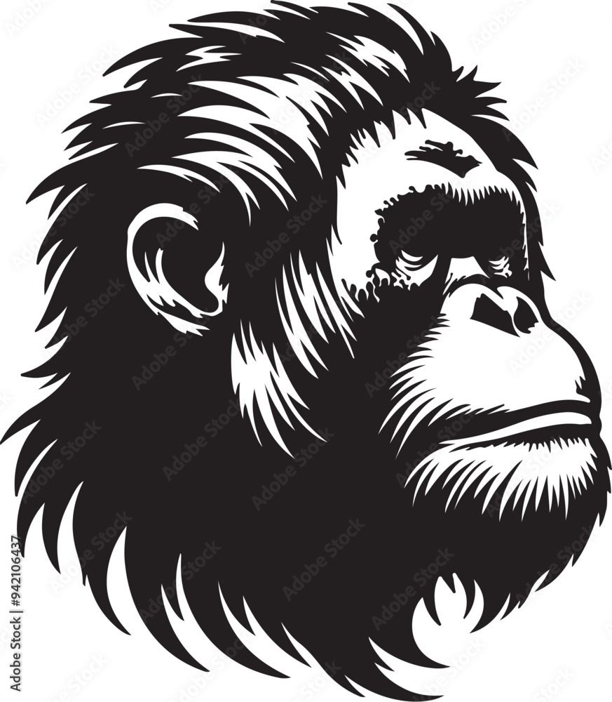 Obraz premium Orangutan silhouette vector style with White Background