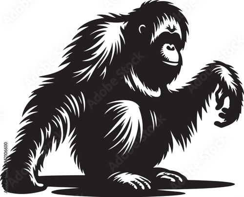 Orangutan silhouette vector style with White Background