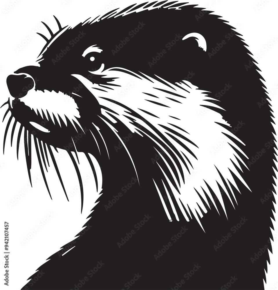 Fototapeta premium otter silhouette vector style with White Background
