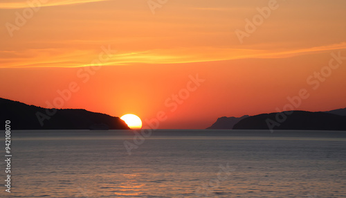 Sunset sea scenery in Cap de Creus isolated with white highlights, png